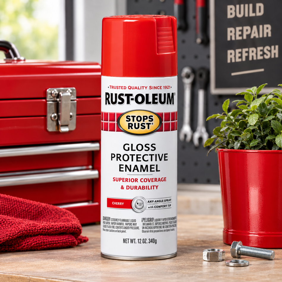 Rust-Oleum Stops Rust Protective Enamel Spray Paint – Gloss Cherry – 12 oz.