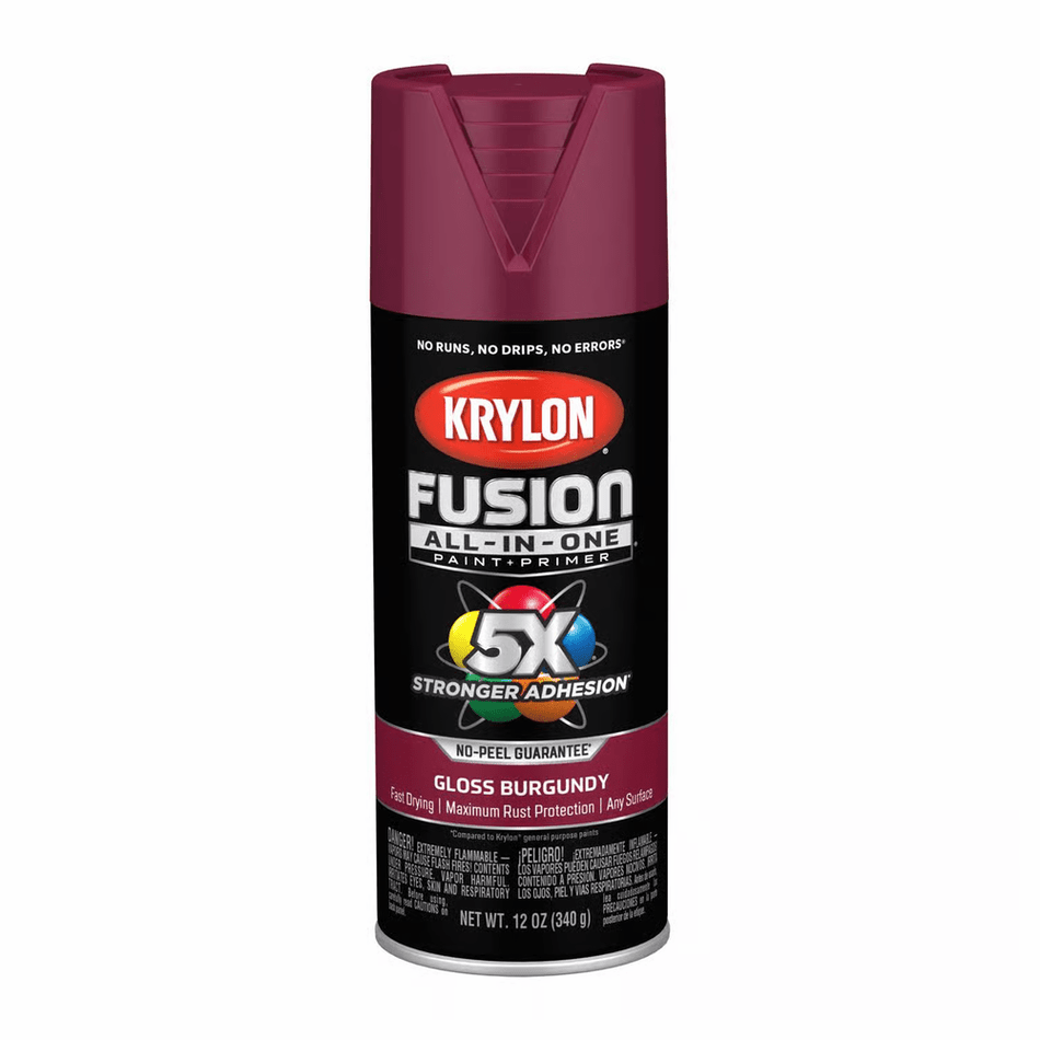 Krylon K02704007 Fusion All-in-One Spray Paint, Gloss Burgundy, 12 oz.
