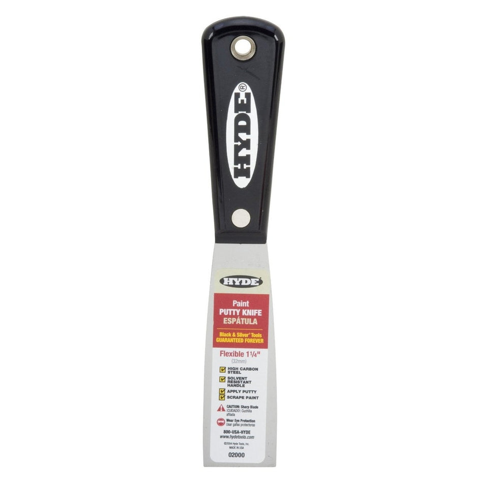 Hyde Tools 02000 1-¼" Flexible Black & Silver Putty Knife