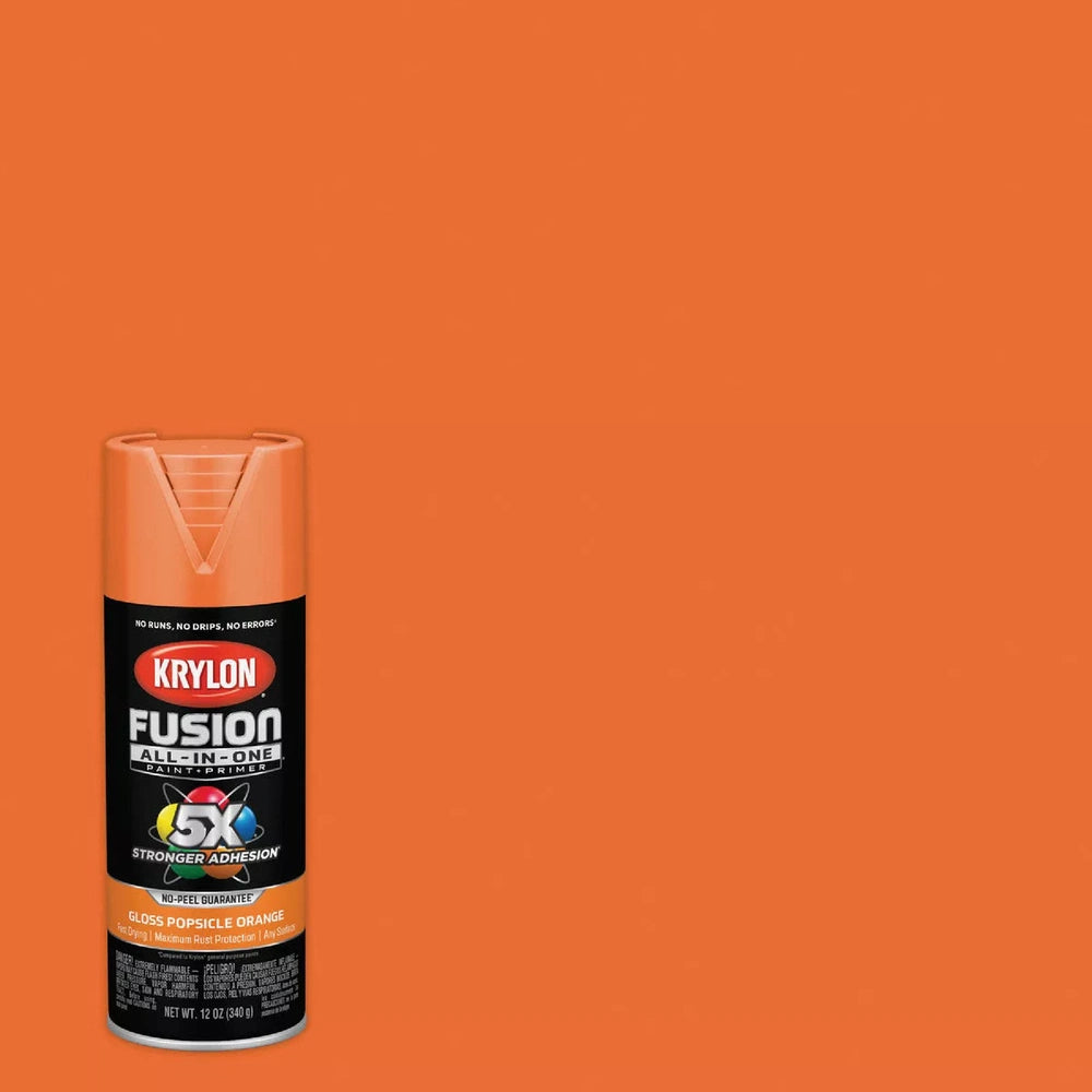 Krylon K02718007 Fusion All-in-One Spray Paint, Gloss Popsicle Orange, 12 oz.