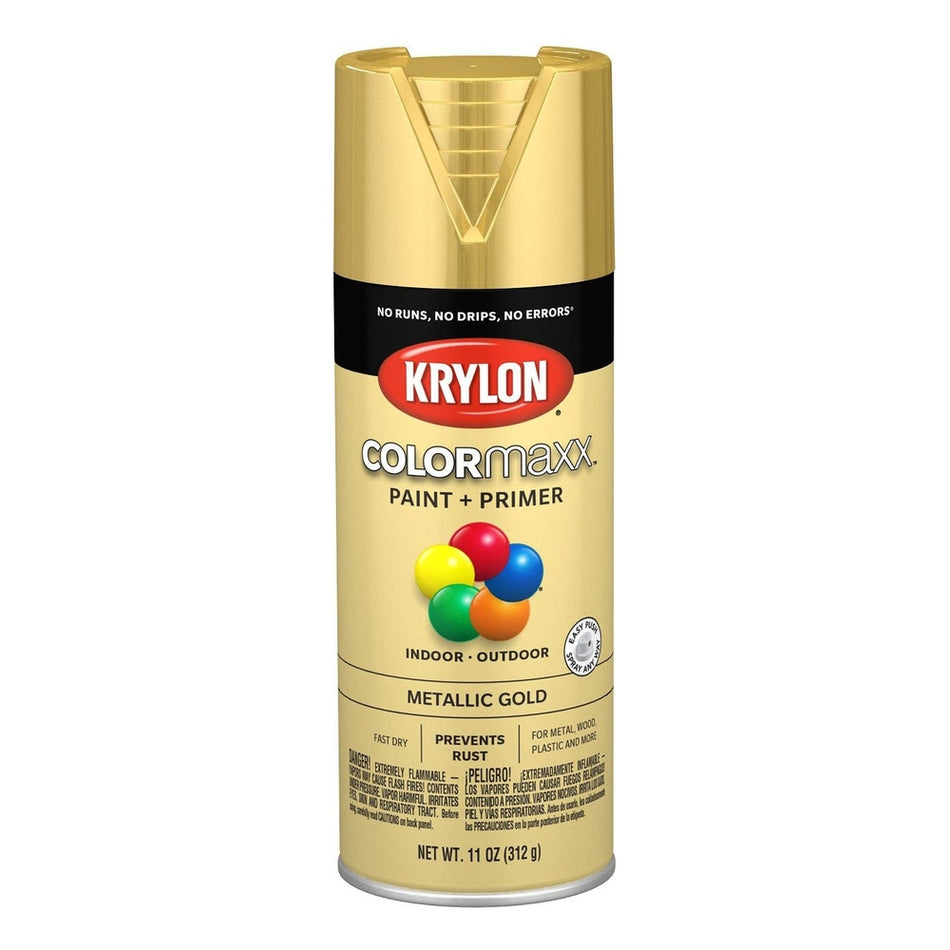 Krylon K05588007 COLORmaxx Spray Paint, Metallic Gold, 11 oz.