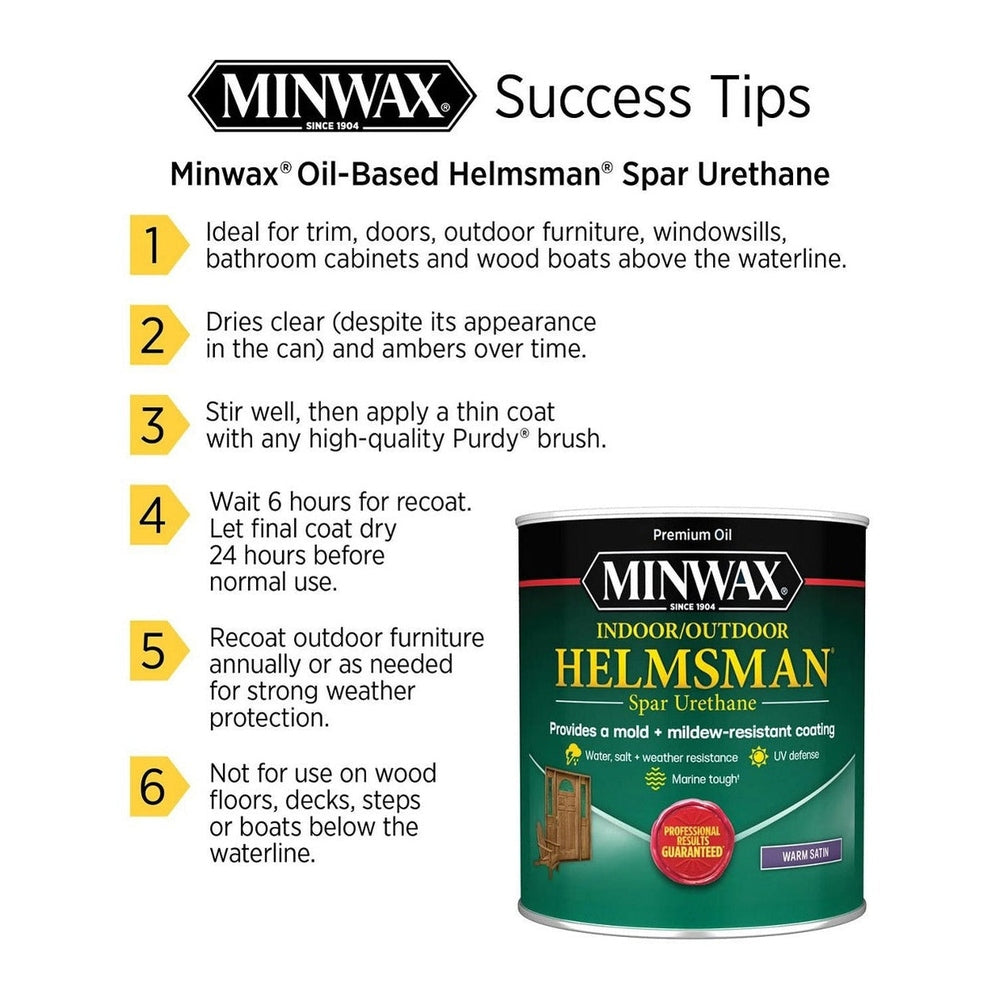 Minwax 13205000 1 Gallon Clear Warm Satin Helmsman Indoor / Outdoor Spar Urethane