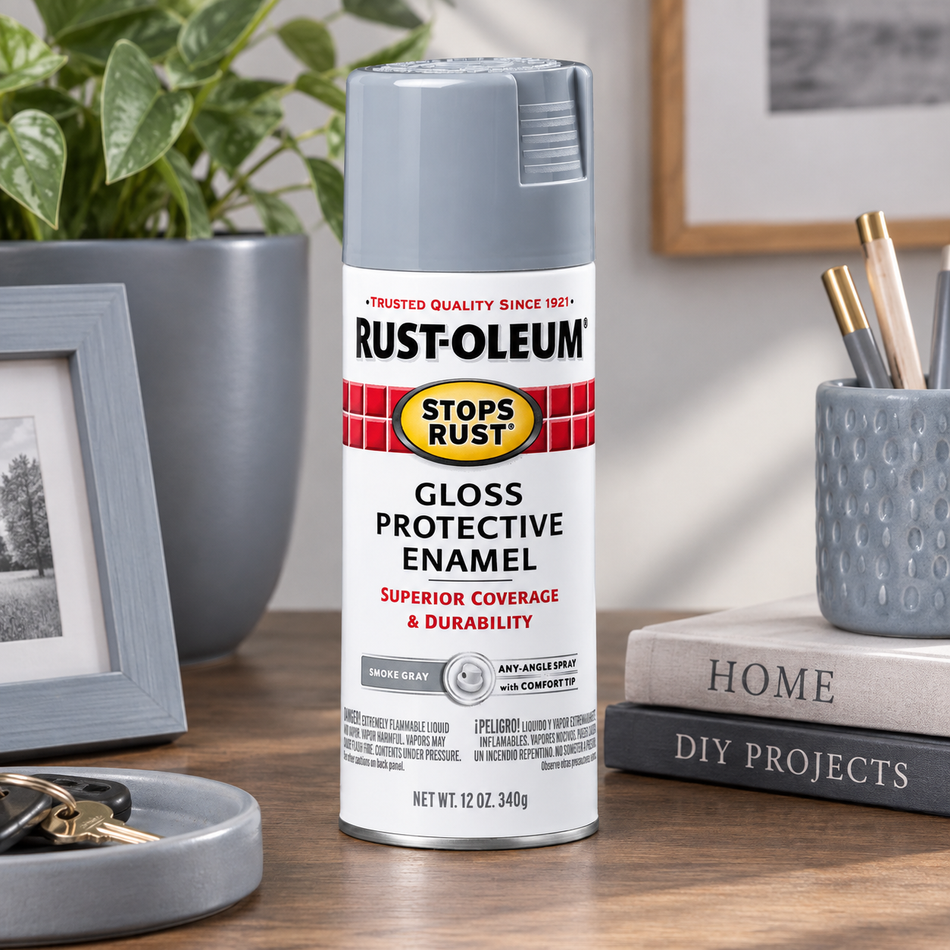 Rust-Oleum Stops Rust Protective Enamel Spray Paint – Gloss Smoke Gray – 12 oz.